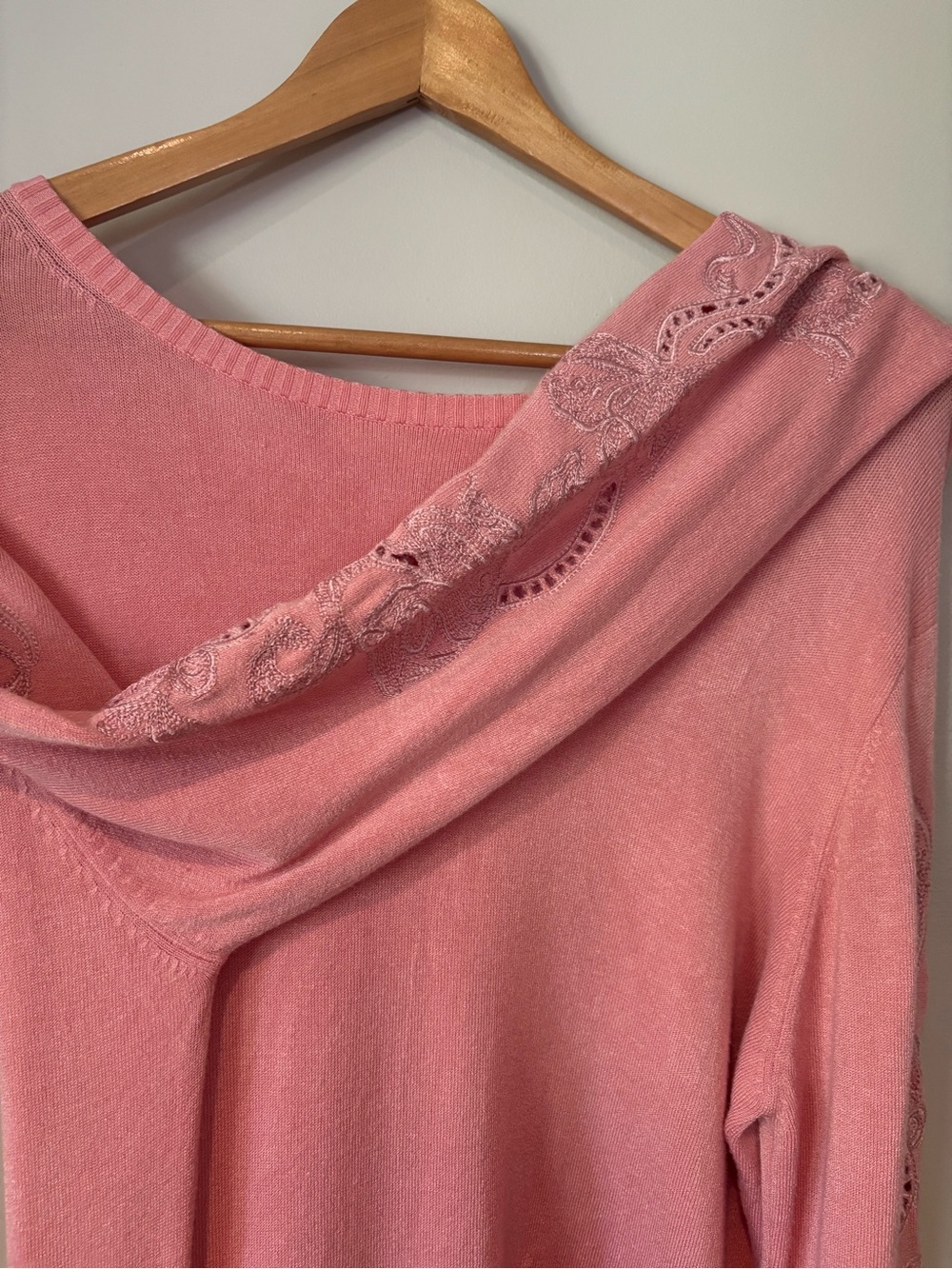 Lightweight Sweater | Embroidered and Open Knit Design on Sleeves | Side M